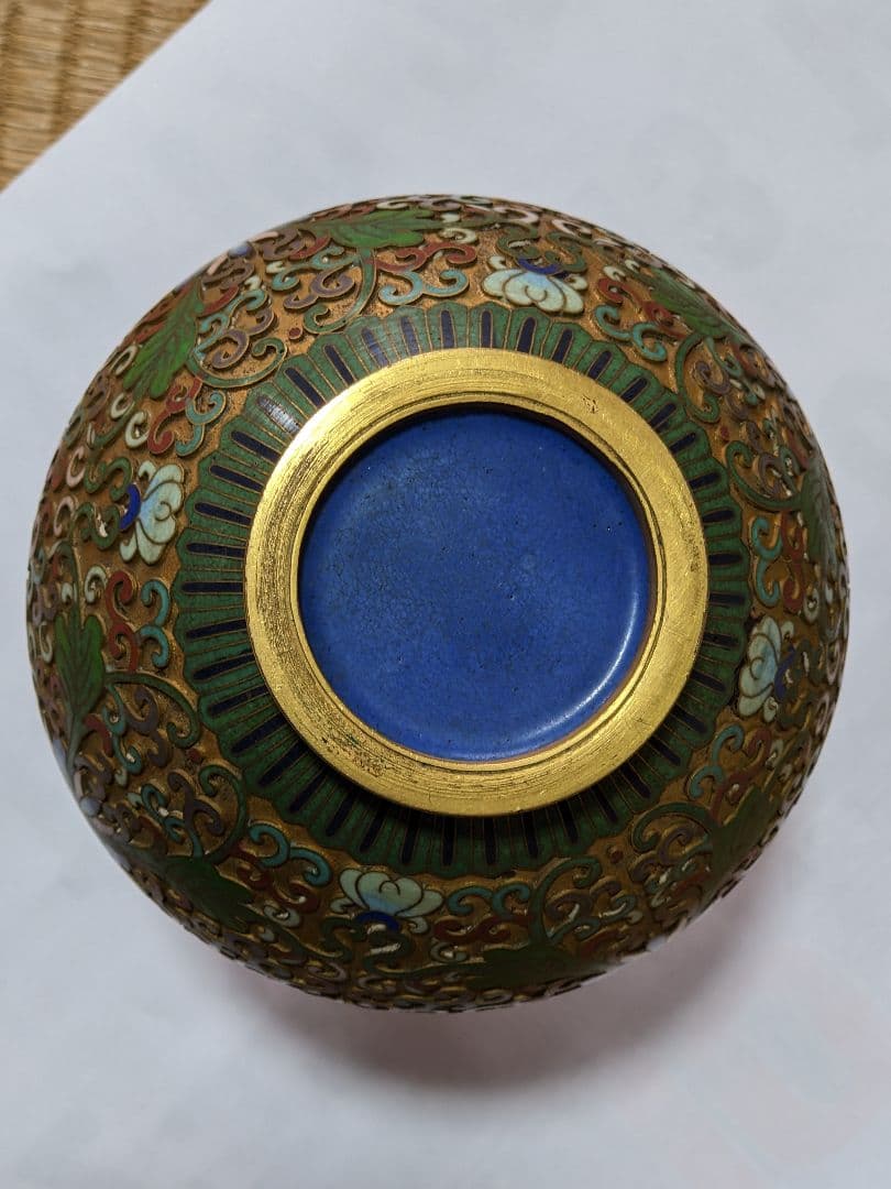 ♦中国 画琺瑯 花図紋瓶 景泰藍工芸品 七宝焼 コレクション 骨董品アンティーク