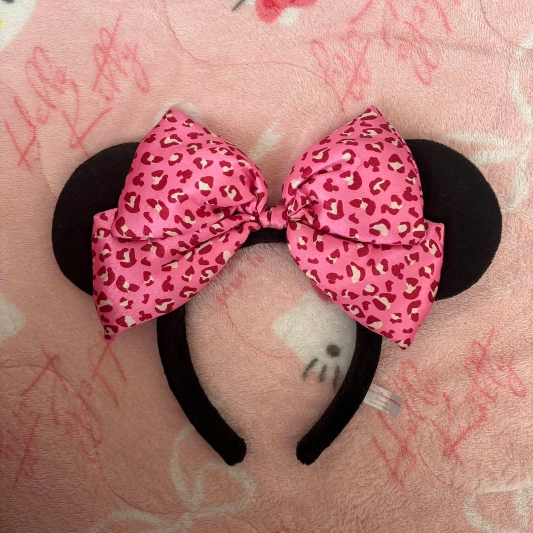 ミニー　カチューシャ ヒョウ柄リボン