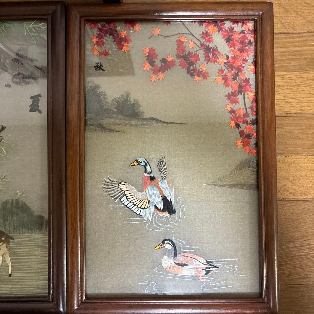 黒檀の刺繍フレーム 春夏秋冬4種セット 刺繍 アンティーク