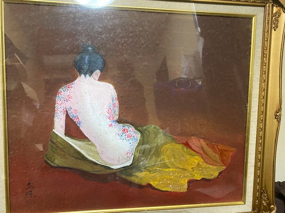 定価45万 「 松森 今照 作」  女性画 油絵 証明シール 付き