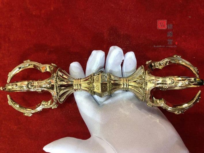 【修縁堂】密宗仏具 弘法大師空海 五鈷杵 金剛杵 法具 法器 真鍮製 22cm