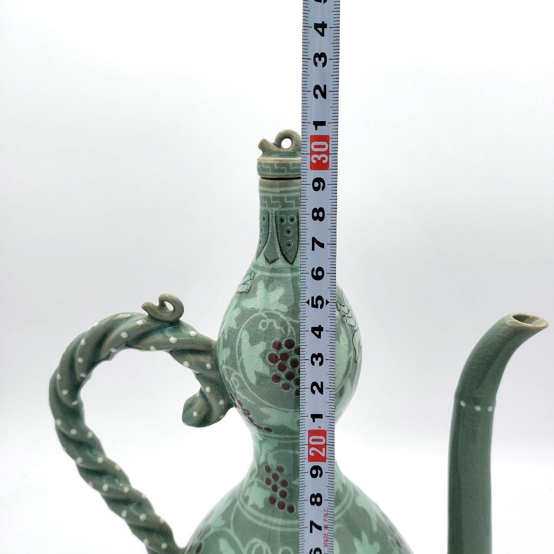 a615 水注　葡萄唐草盛盞瓶　韓国　青磁　古物　煎茶　茶器　茶道　茶道具