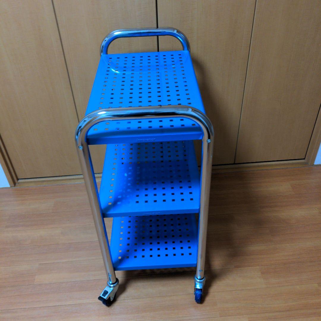 【Innovator】マルチワゴン三段シェルフ（ブルー