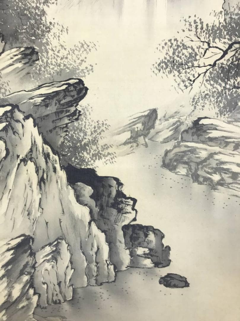 【真作】伊藤春畝/富士山水図/山水図/富士山図/掛軸☆宝船☆AD-800