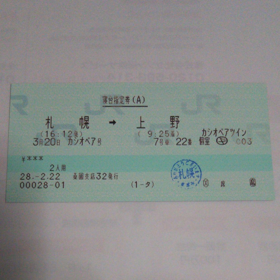 使用済み切符 寝台特急カシオペア ラストラン