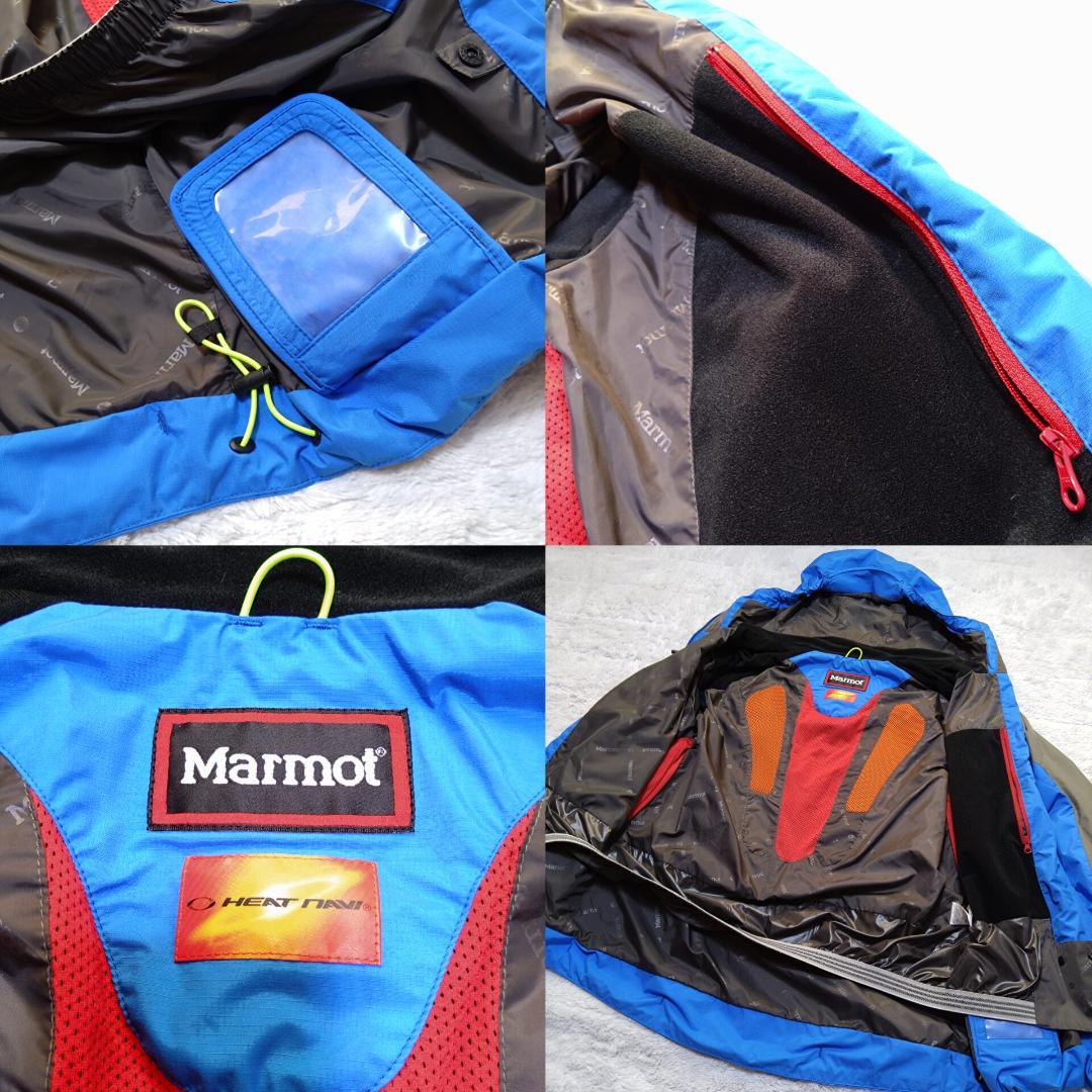 マーモットMarmot　大きいLサイズ スキーウェア上下 青 グレー　ヒートナビ