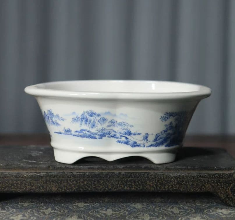 盆栽鉢 青花磁鉢 山野草鉢 多肉植物 植木鉢 小品大品盆栽鉢 陶器鉢置物