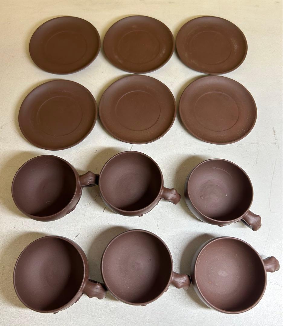 P98 中国 宜興紫砂　手彫梅模様 工芸急須 廃盤品　紫砂壺 手作り茶壺　茶道具