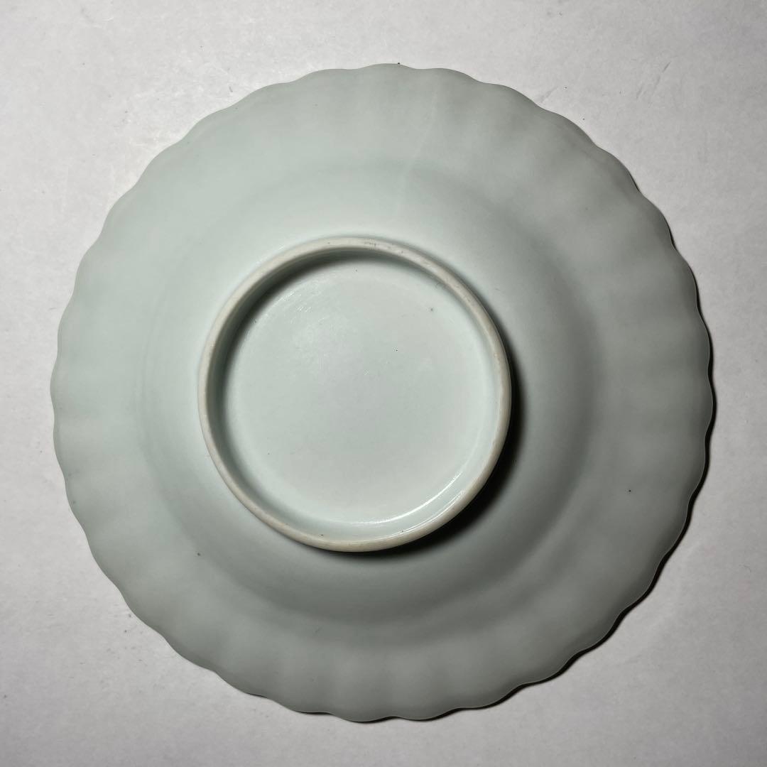 ◆染付菊形輪花皿5枚 花文 中皿 旧家蔵出し品 美品 江戸幕末期〜明治初期◆
