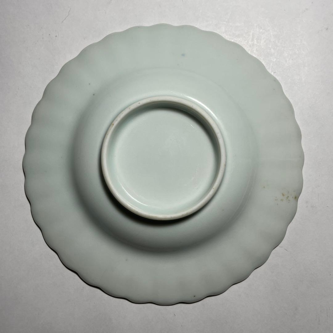 ◆染付菊形輪花皿5枚 花文 中皿 旧家蔵出し品 美品 江戸幕末期〜明治初期◆