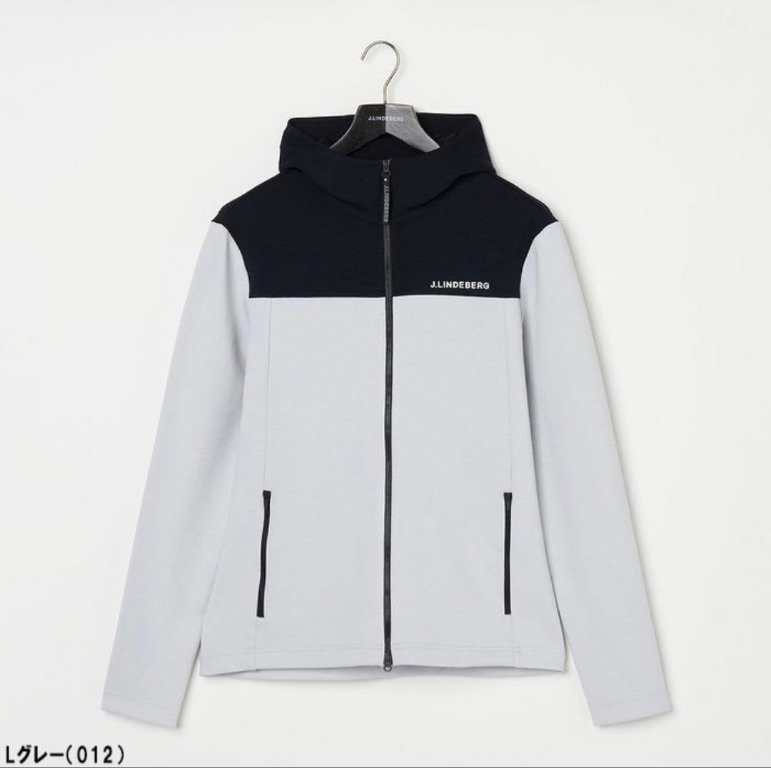 J.LINDEBERG フルジップ ロゴ パーカー グレー/ブラック ゴルフ