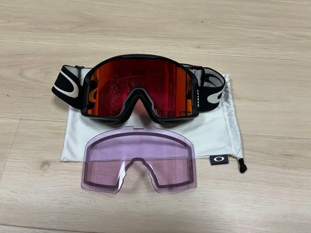 Oakley ラインマイナー　M スキーゴーグル レッド クリアレンズ付き