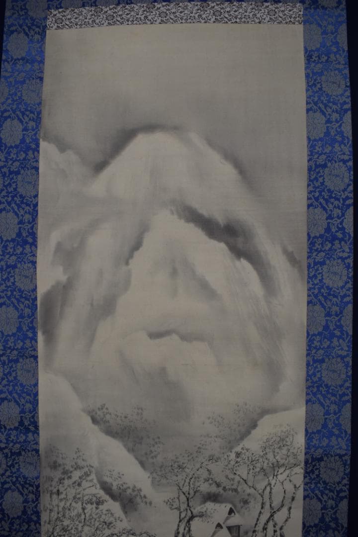 大資/雪中漁舟図/独釣図/掛軸☆宝船☆Z-381