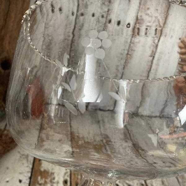 ヴィンテージ 波縁 気泡 ガラス 脚付 金魚鉢 古硝子 めだか鉢 磨りガラス