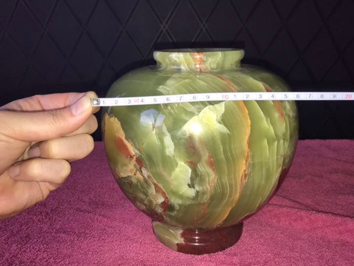 天然石　瑪瑙　メノウ　飾り壺（置物）