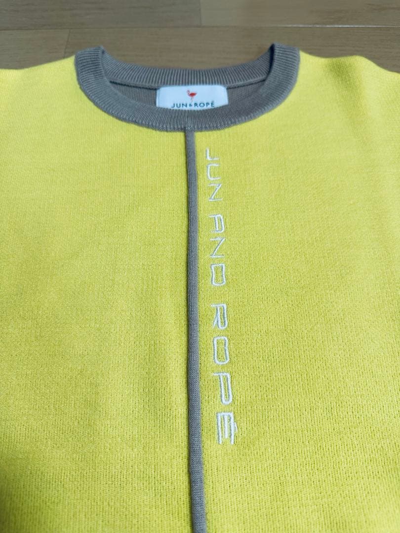 JUN & ROPE レディース バイカラー 長袖 ニット イエロー ベージュ