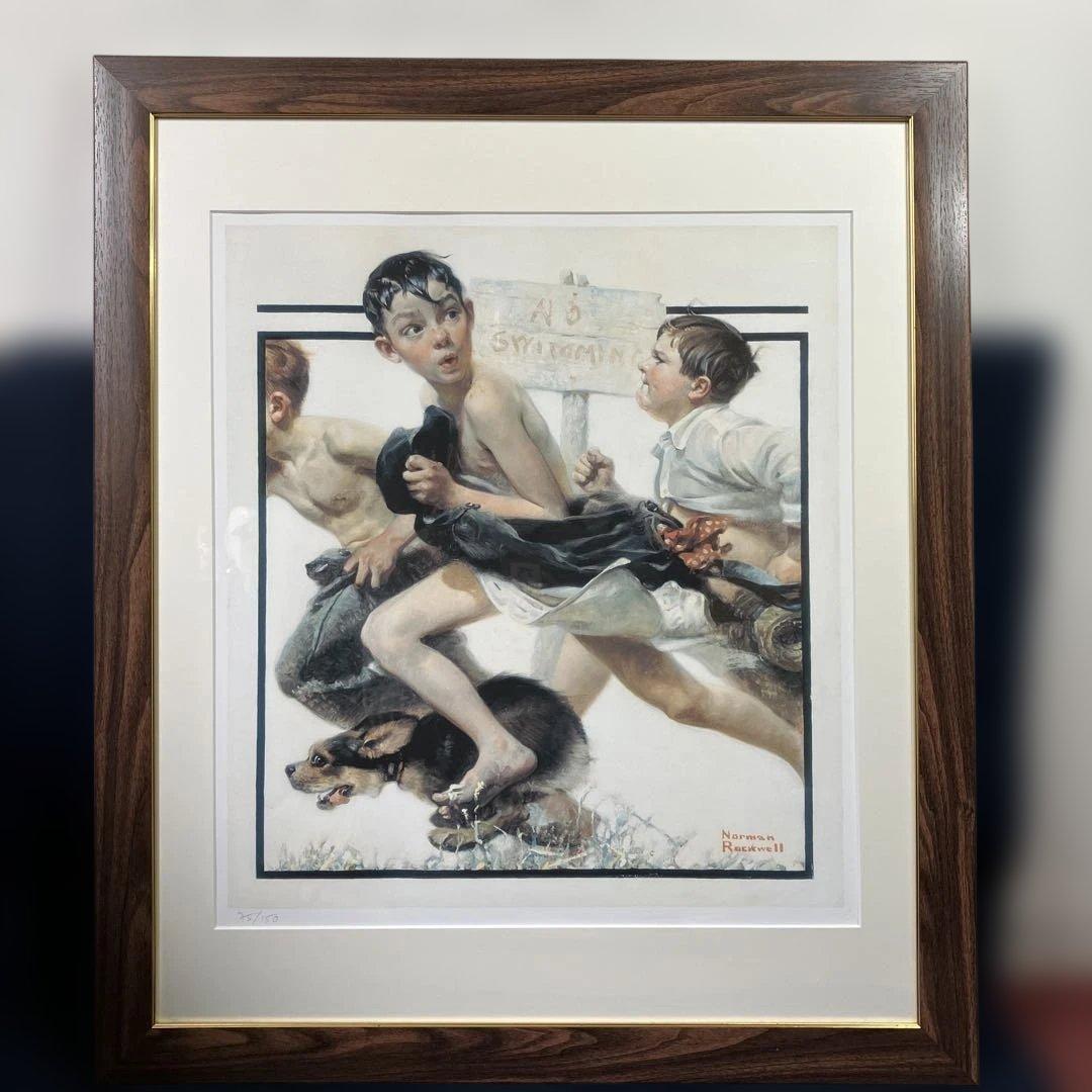 版画　ノーマンロックウェル「No Swimming」