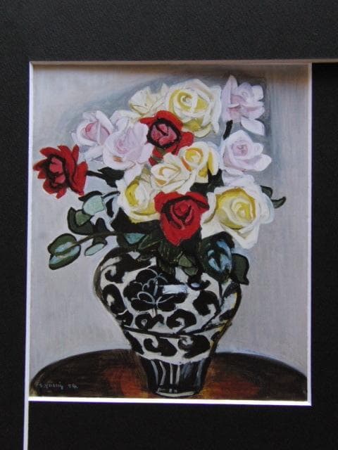 安井曾太郎、【薔薇】、新品高級額 額装付、年代物・希少画集画、状態良好