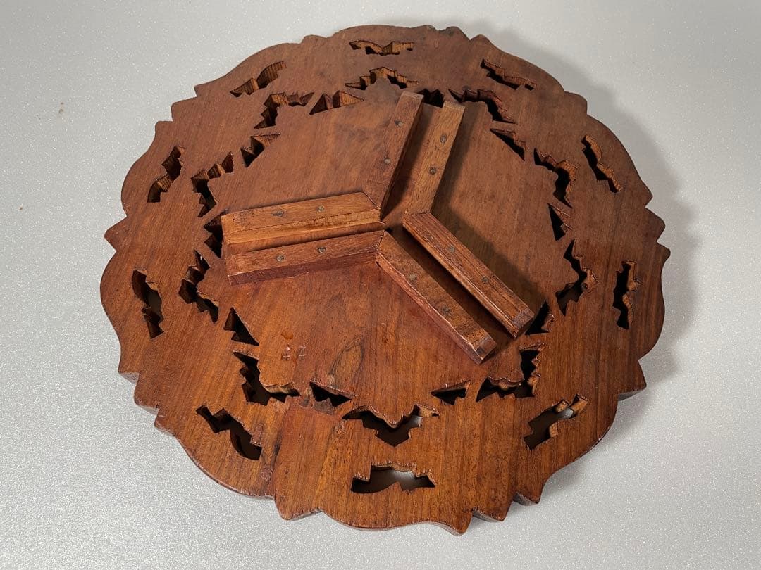 木製の葉模様トレイとスタンドセット