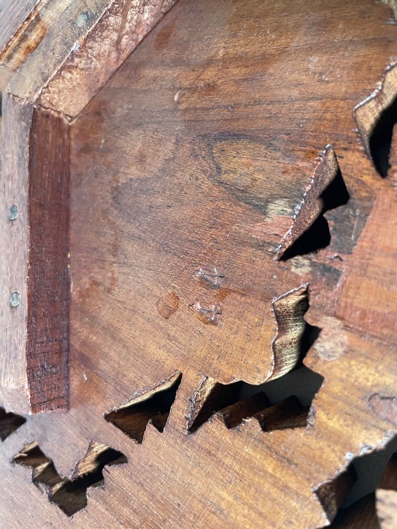 木製の葉模様トレイとスタンドセット