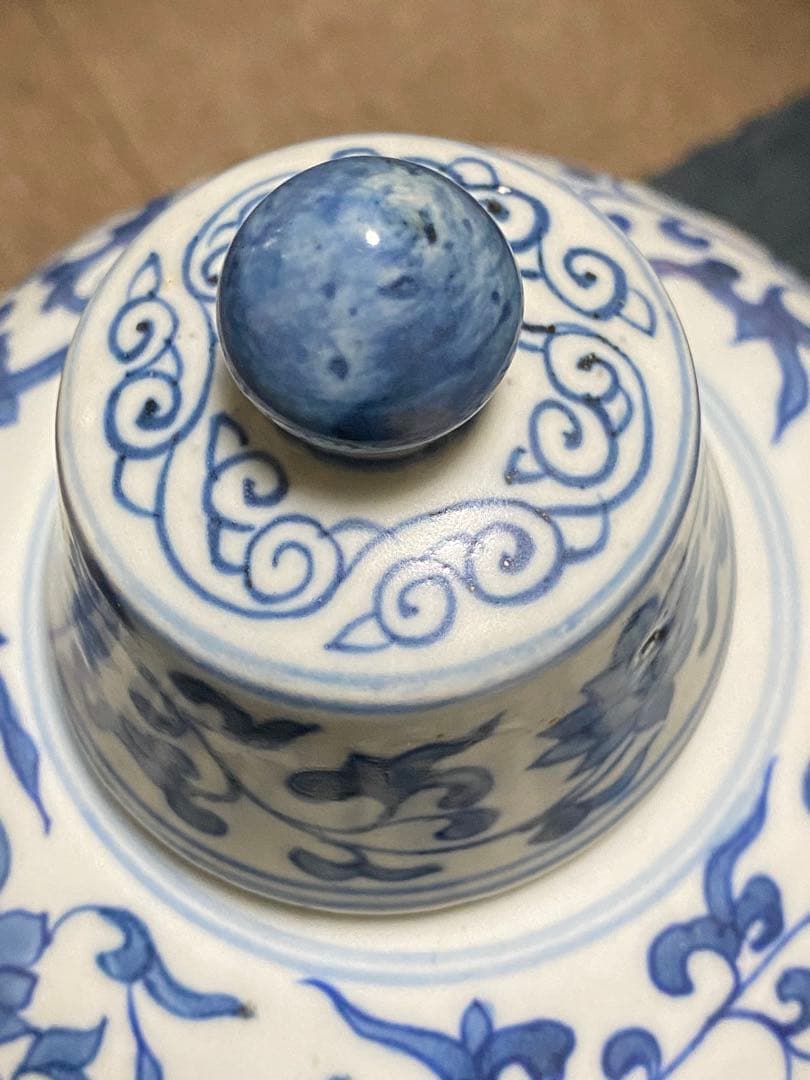 清時代　青花梅瓶　蓋付　中国美術　骨董品