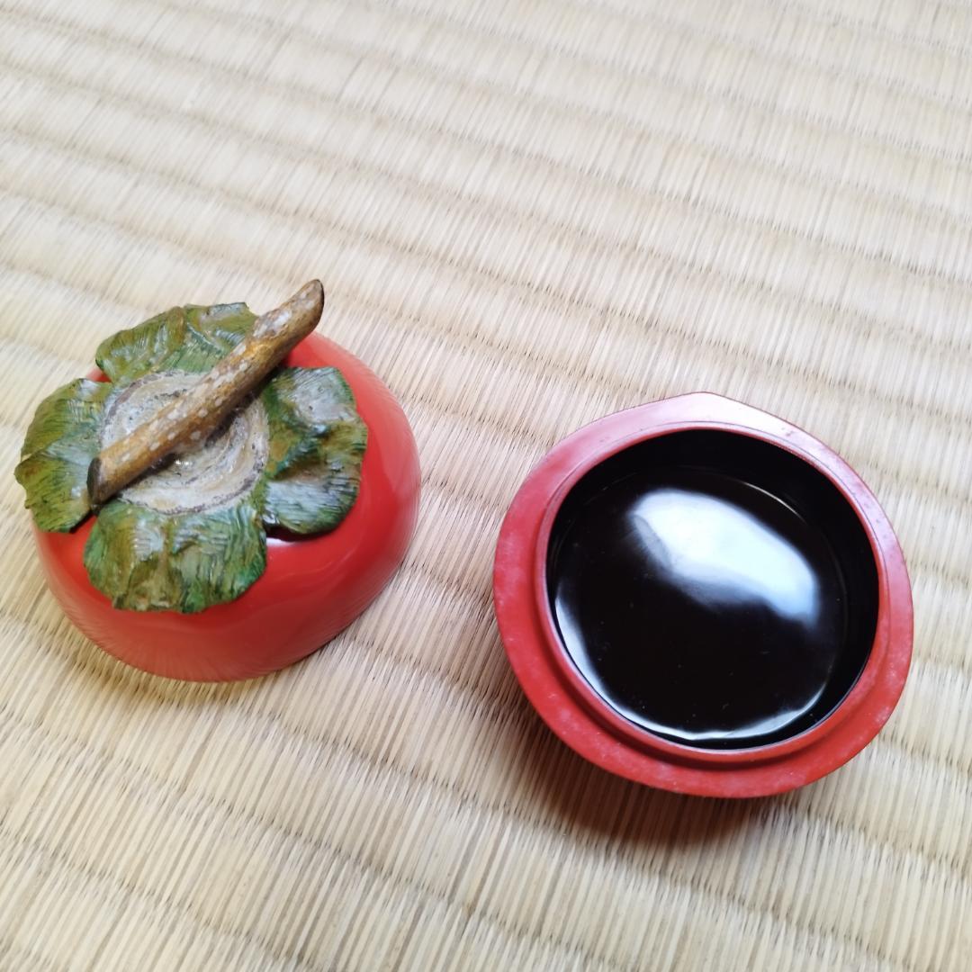 送料無料　超希少【超絶技巧】 輪島塗 柿香合 秘法乾漆造り塗師　川岸充雅造 共箱