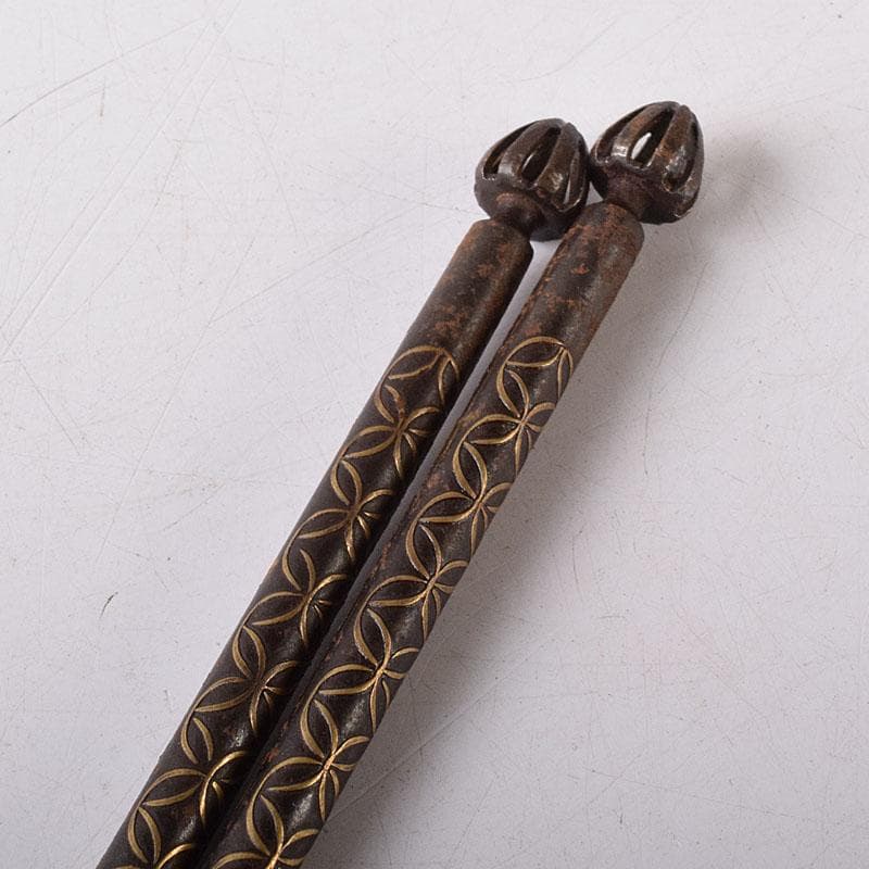 茶道具　大西浄寿造　鉄製　七宝象眼火箸　共箱　V　7856