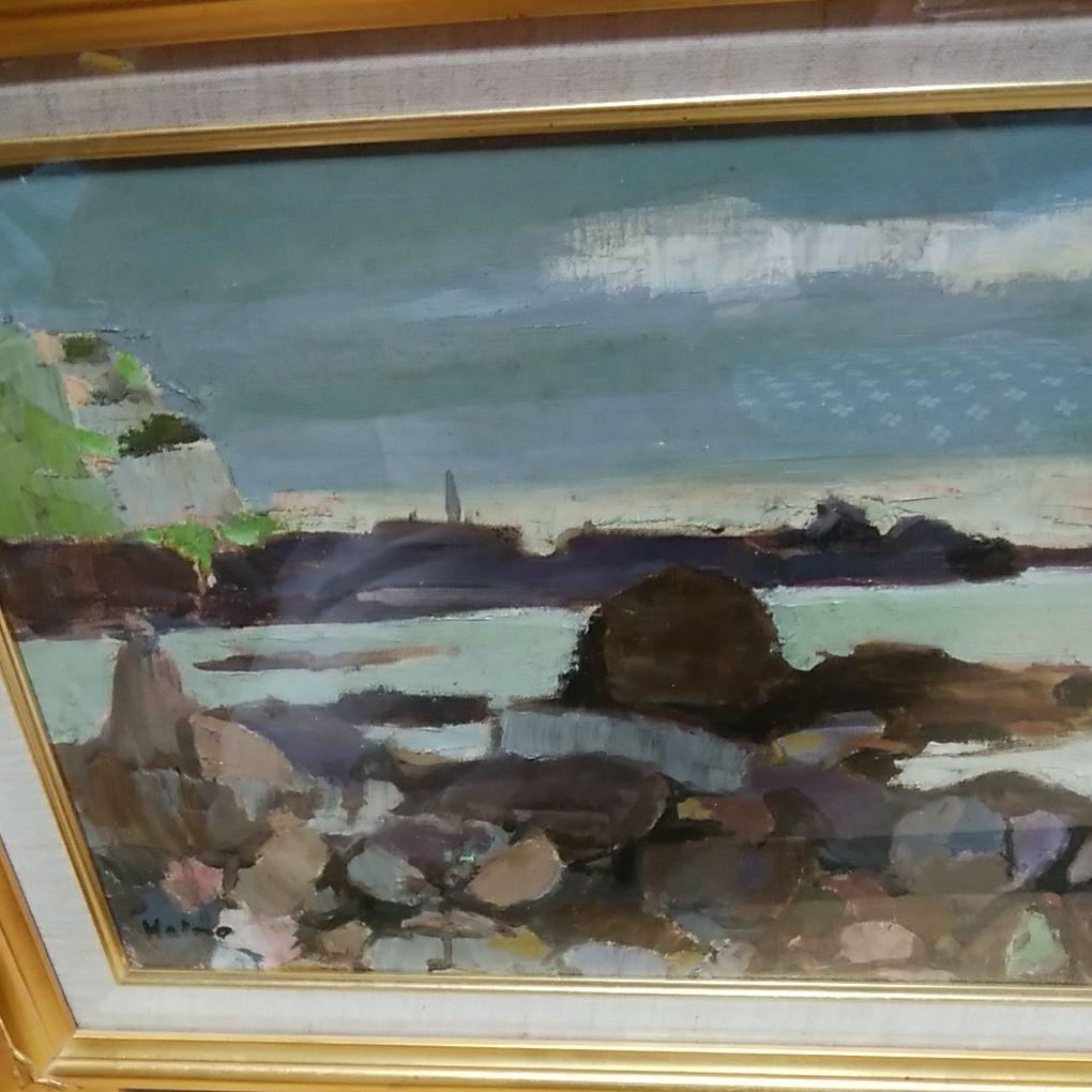 灰野文一郎　F6 男鹿の岩礁　白日会会員　栃木県文化功労者