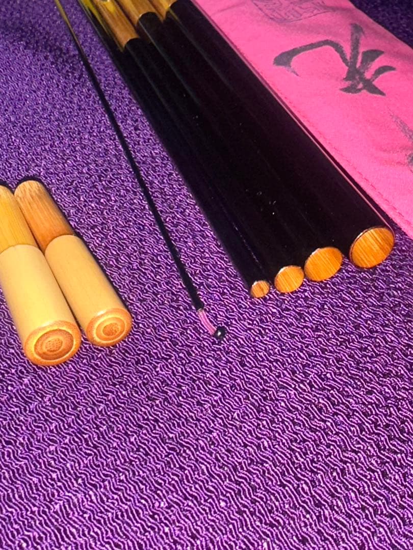 初代 師光 の貴重な16尺2寸竿の総高野竹 (殆ど節芽無し)口巻5本継 籐巻握り