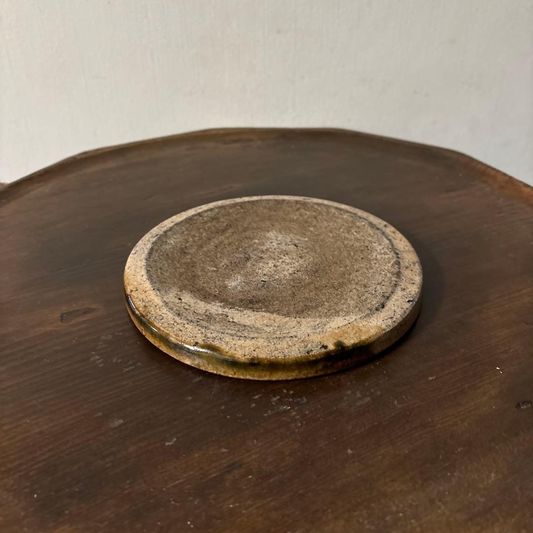 古瀬戸　織部釉行灯皿 行燈皿　石皿　古民芸　美濃　古美術　唐津　検:李朝白洲正子