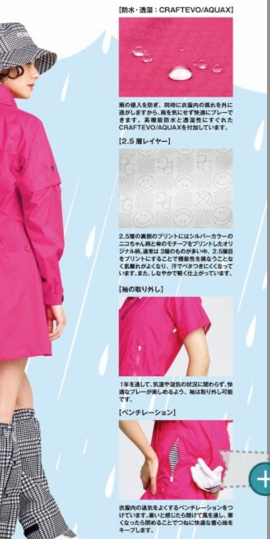 パーリーゲイツ レインウェアワンピース　サイズ2 ネイビー