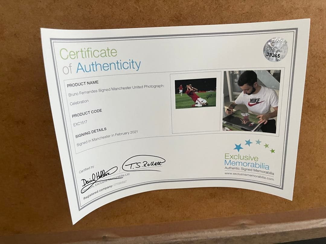 ブルーノフェルナンデス　直筆サインフォト　額装