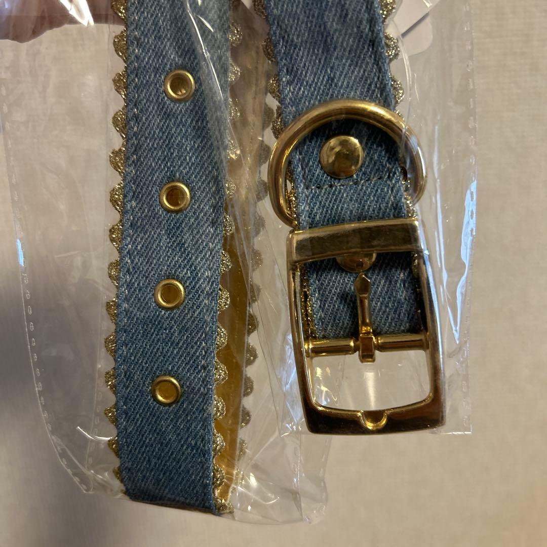 デニム犬用ベルト ホワイト花モチーフ　3本