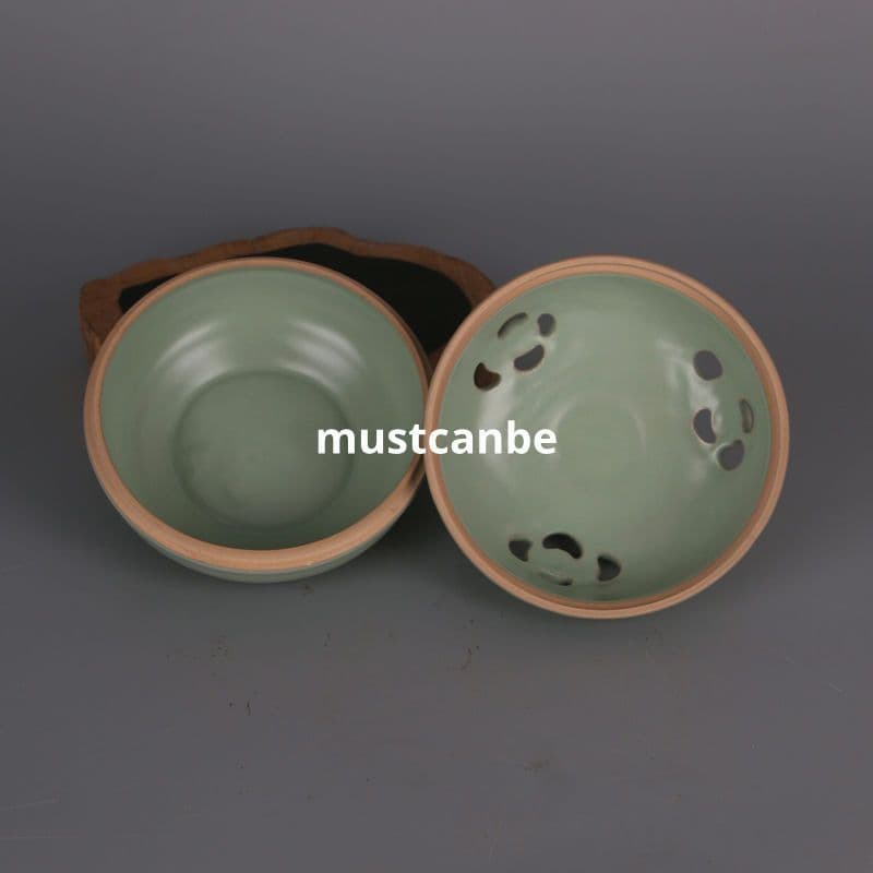 青釉透かし彫龍紋香炉 香道具 仏具 陶磁器 工芸品 置物