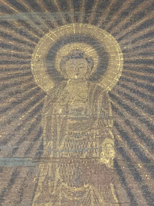 肉筆金粉　古仏画　絹本　仏画　掛け軸　仏壇　釈迦様　豪華仕上げ