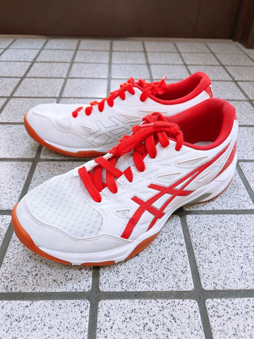 【美品】asics/バレーボールシューズ ホワイト/レッド/26.5/メンズ