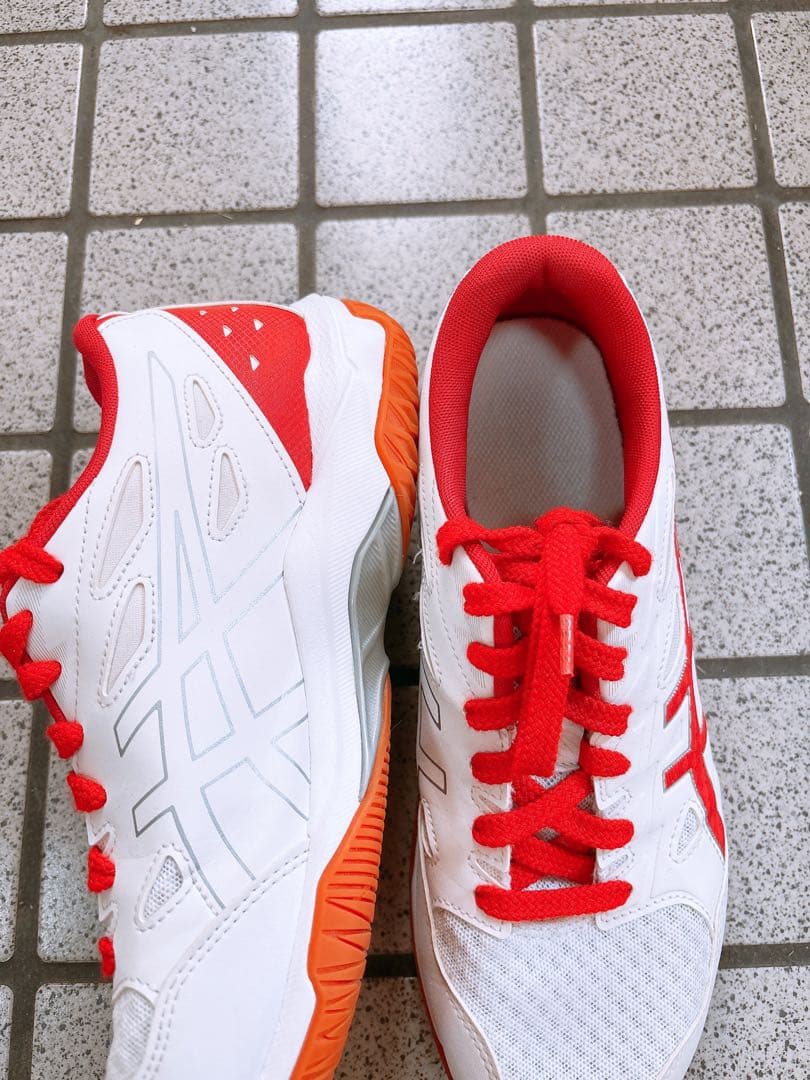 【美品】asics/バレーボールシューズ ホワイト/レッド/26.5/メンズ
