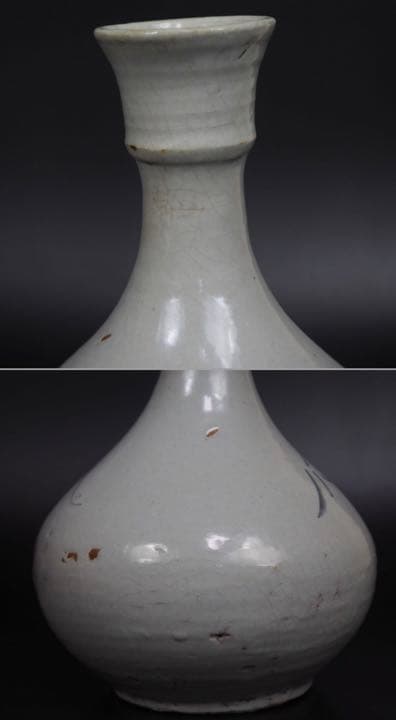 送料無料　李朝染付鶴首花瓶　高さ21ｃｍ　箱付