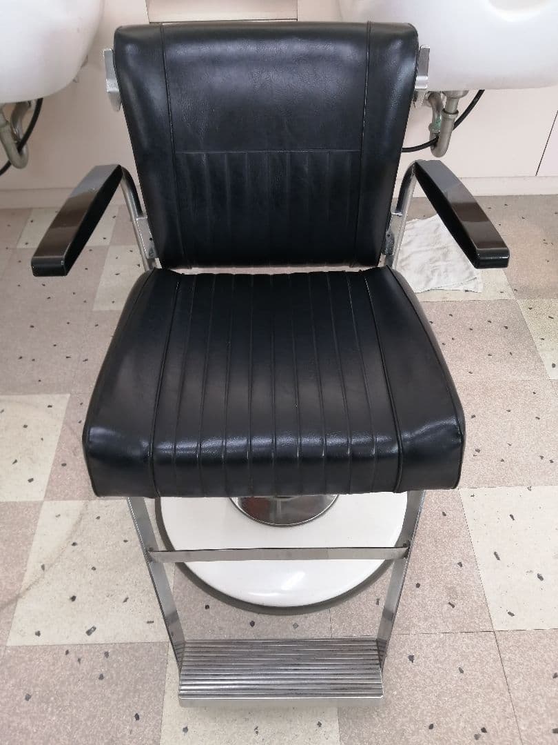 美容院用回転チェア 黒 合成皮革