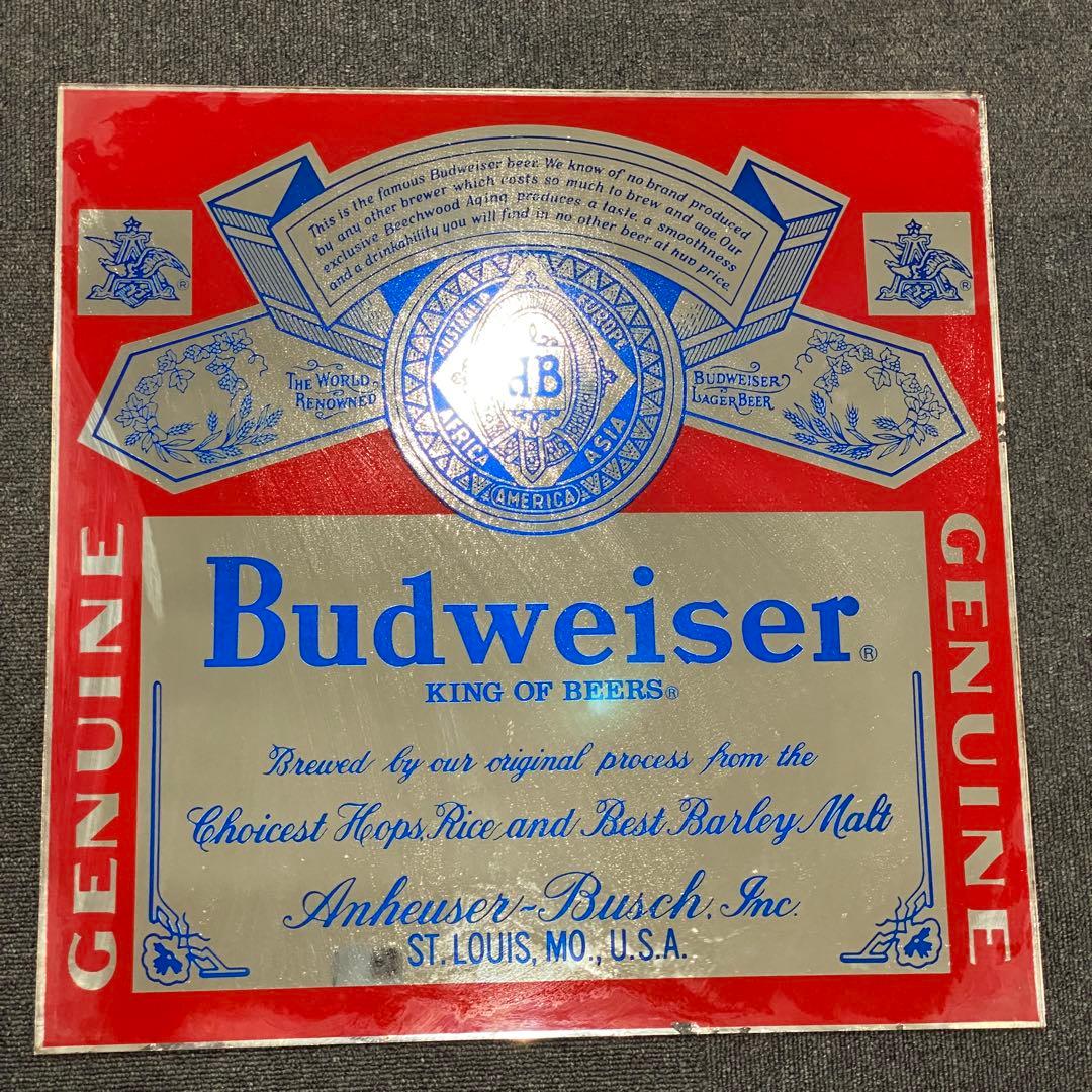【バドワイザー Budweiser 】パブミラー 看板 アメリカン