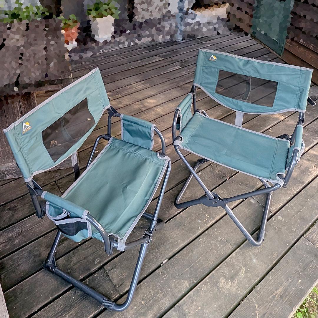 送料込【GCI OUTDOOR】折りたたみ アームチェア ポケット付 2脚セット