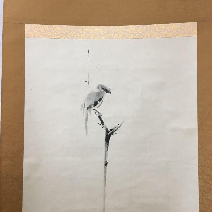 Y 中古 宮本武蔵 掛け軸 枯木鳴鵙 こぼくめいげき 鳥 骨董品 古美術 S