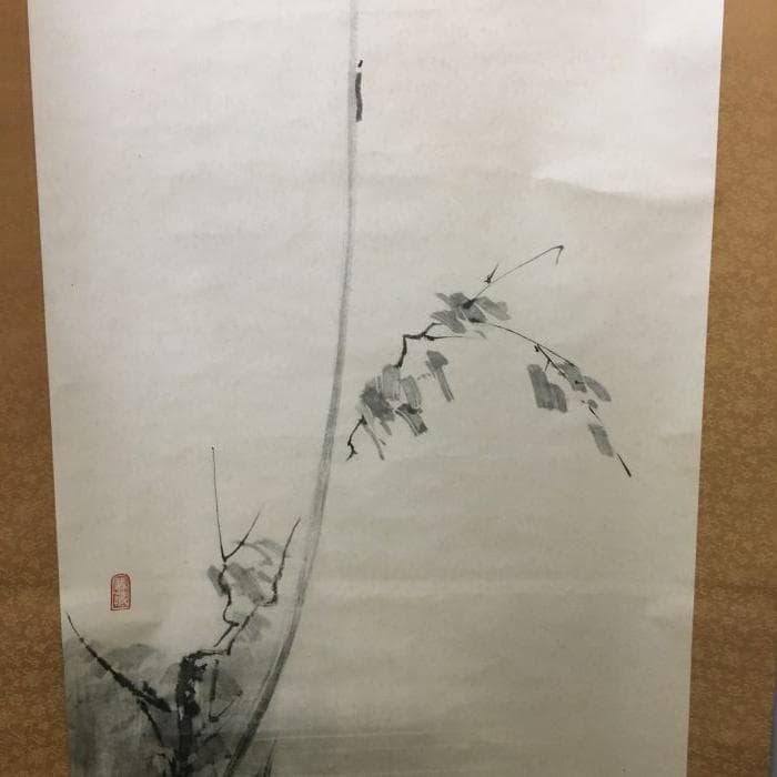 Y 中古 宮本武蔵 掛け軸 枯木鳴鵙 こぼくめいげき 鳥 骨董品 古美術 S