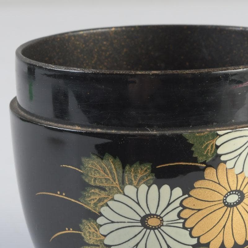 茶道具　輪島塗　柳山作　花草蒔絵　棗　箱付　V　9863