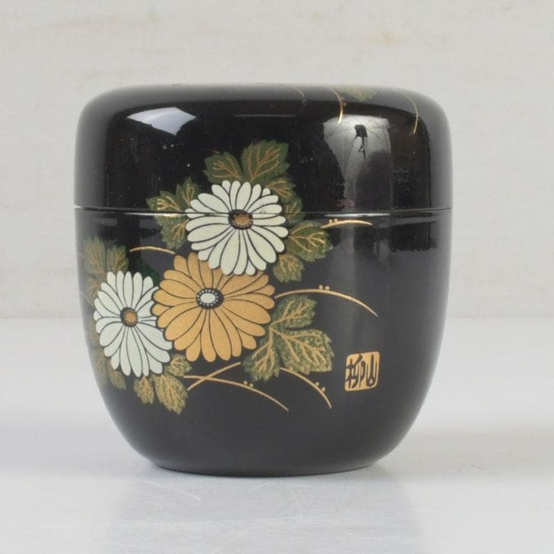 茶道具　輪島塗　柳山作　花草蒔絵　棗　箱付　V　9863