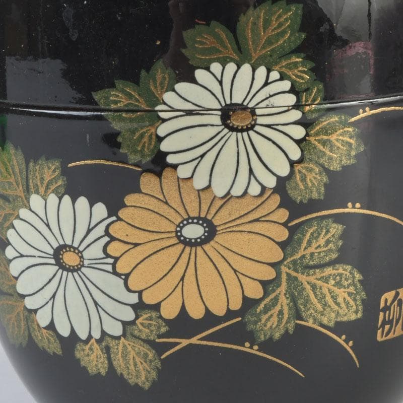 茶道具　輪島塗　柳山作　花草蒔絵　棗　箱付　V　9863