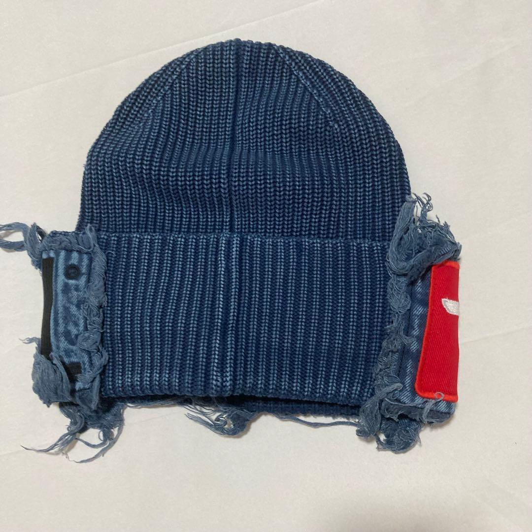 DIESEL ネイビー ニット帽 フリンジデザイン