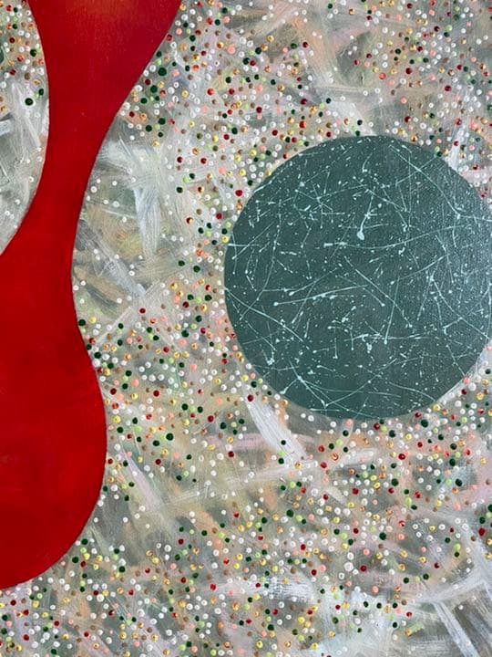 油絵　現代アート　Shu 朱　作者　あんどうまさひろ　油彩画