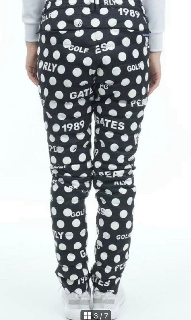 新品 パーリーゲイツ ドット×ロゴ柄パンツ レディース S 春夏