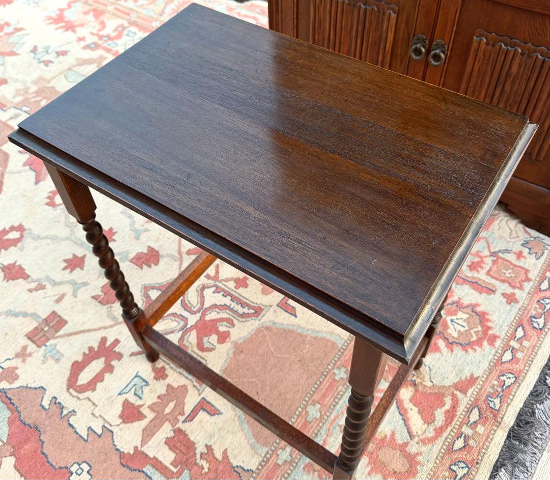 英国アンティーク ツイストレッグ サイドテーブル オーク材 花台 幅58cm